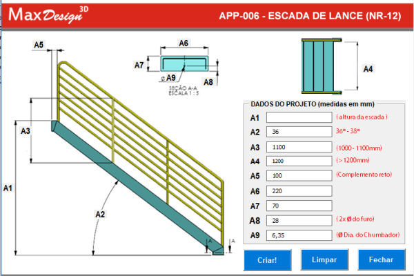 solidworks escadas metálicas - lance tubular