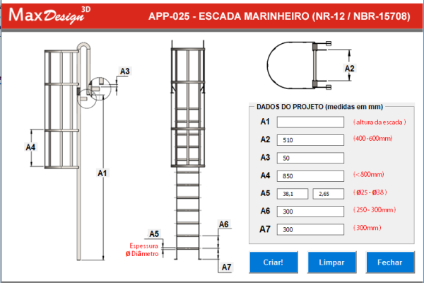 solidworks escadas metálicas - marinheiro