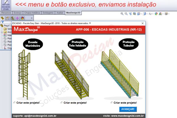 solidworks stairs escadas metálicas - lance e marinheiro api solidworks (1)