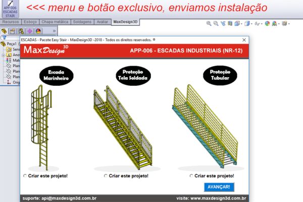 Aplicativo Escadas Industriais – MaxDesign3D